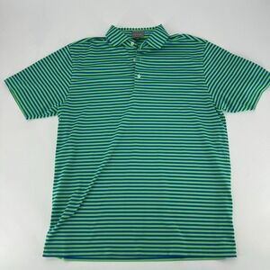 Fennec Highly Evolved Mens Polo Shirt Medium‎ Green Blue Striped Short Golf